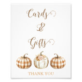 Fall Orange Pumpkin Baby Shower Sign Foto Afdruk (Voorkant)