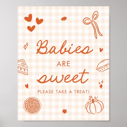 Fall Oranje Gingham Cutie Pie Baby's zijn Lief Poster (Voorkant)