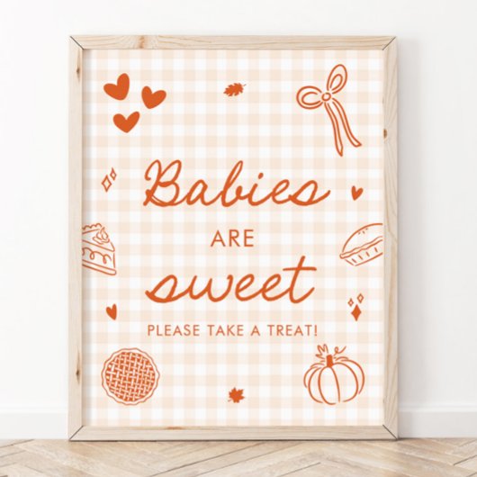 Fall Oranje Gingham Cutie Pie Baby's zijn Lief Poster