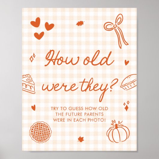 Fall Oranje Gingham Cutie Pie Hoe oud waren ze Poster (Voorkant)