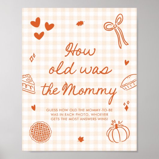 Fall Oranje Gingham Cutie Pie Hoe oud was de moede Poster (Voorkant)