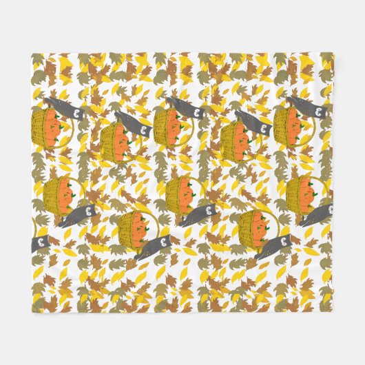 Fall Owls & Pumpkin Harvest Fleece Blanket (Voorkant (Horizontaal))