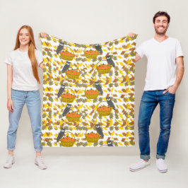 Fall Owls & Pumpkin Harvest Fleece Blanket Deken