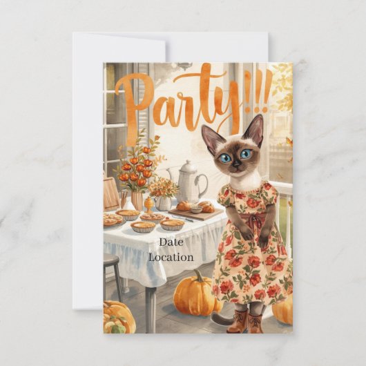 Fall Party Invitation Card – Cozy Autumn Gathering Kaart (Voorkant)