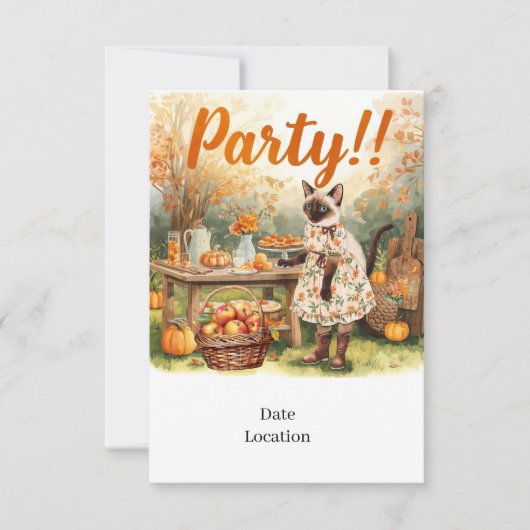 Fall Party Invitation Card – Cozy Autumn Gathering Kaart (Voorkant)