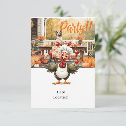 Fall Party Invitation Card – Cozy Autumn Gathering Kaart (Staand voorkant)