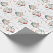 Fall Pastel Pumpkins and Bows Wrapping Paper Cadeaupapier (Hoek)