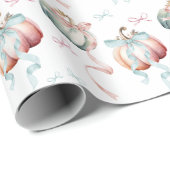 Fall Pastel Pumpkins and Bows Wrapping Paper Cadeaupapier (Rol Hoek)