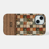 Fall Patchwork Quilt Phone Case | Personalized iPhone 15 Case (Achterkant horizontaal)