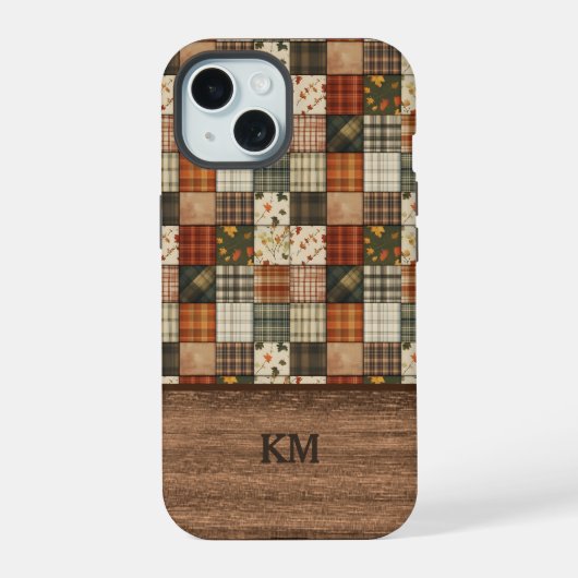 Fall Patchwork Quilt Phone Case | Personalized iPhone 15 Case (Achterkant)