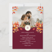 Fall Photo QR Code Wedding Kaart (Voorkant)