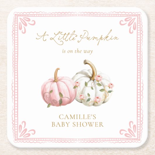 Fall Pink Baby Shower Drink Coasters Kartonnen Onderzetters (Voorkant)