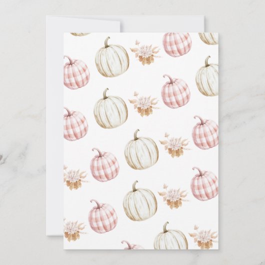 Fall Pink Girls Plaid Pumpkin First Birthday Kaart (Achterkant)