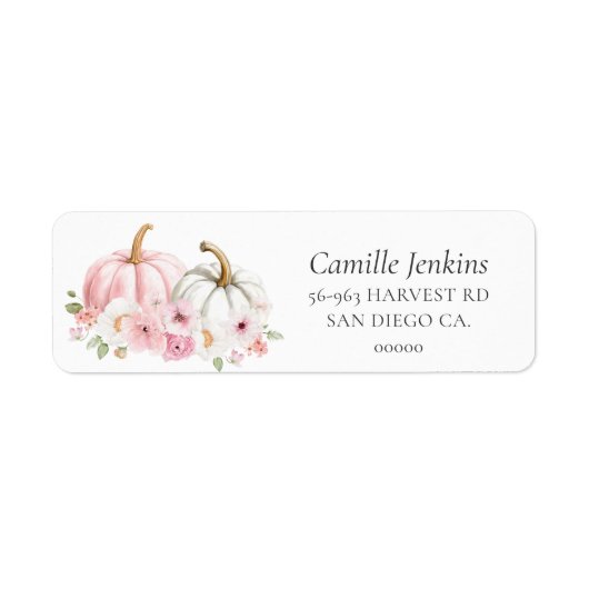 Fall Pink Pumpkin Address Label (Voorkant)