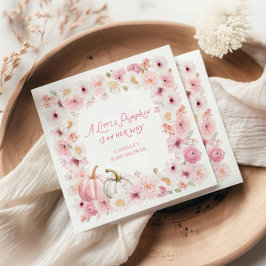 Fall Pink Pumpkin Girl Baby Shower Servet