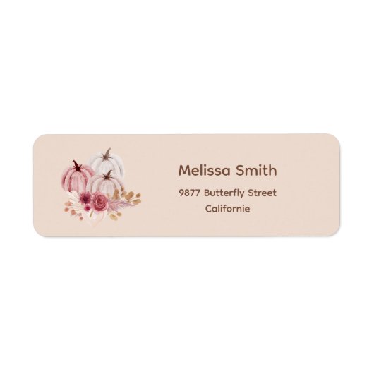 Fall Pink Pumpkin Return Address  Etiket (Voorkant)