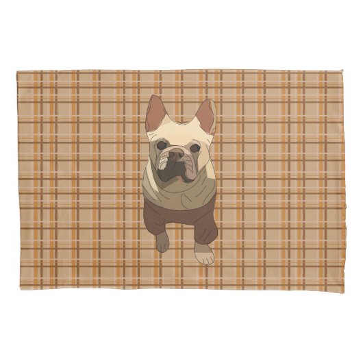 Fall Plaid French Bulldog Kussensloop (Voorkant)