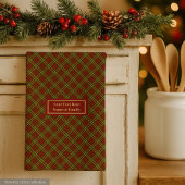 Fall Plaid Kitchen Towel Elegant Monogram Accent Theedoek