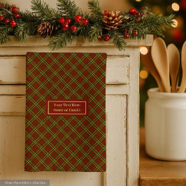 Fall Plaid Kitchen Towel Elegant Monogram Accent Theedoek