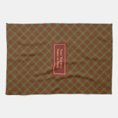 Fall Plaid Kitchen Towel Elegant Monogram Accent Theedoek (Horizontaal)