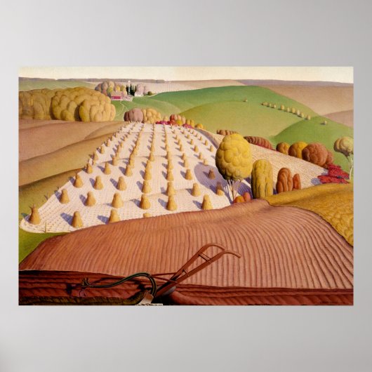 Fall Plowing, 1931 by Grant Wood Poster (Voorkant)