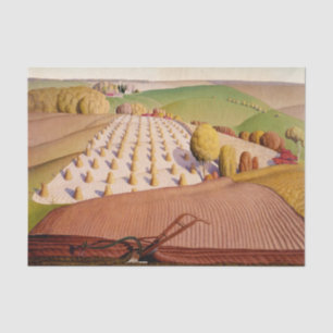 Fall Plowing, 1931 by Grant Wood Tissuepapier