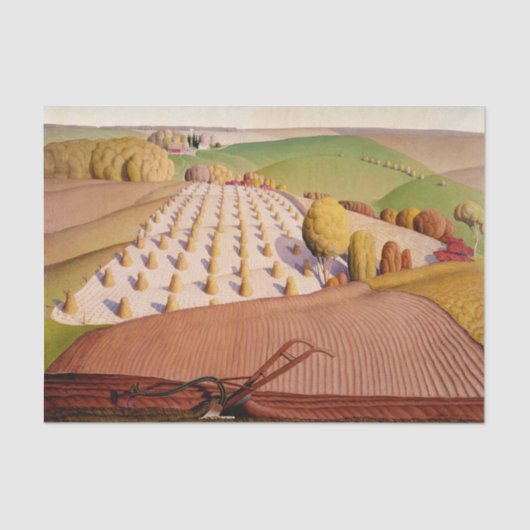 Fall Plowing, 1931 by Grant Wood Tissuepapier (Voorkant)
