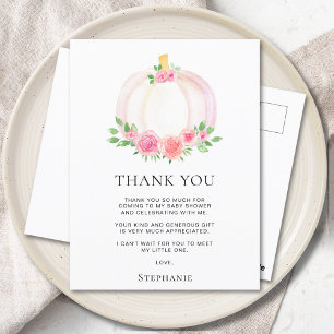 Fall Pompoen Meisje Baby Shower Bedankt Briefkaart