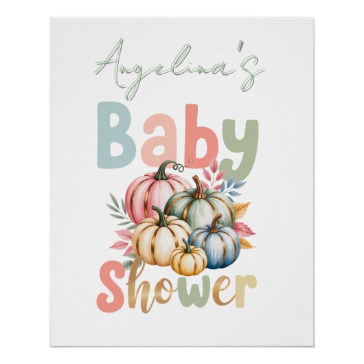Fall Pumpkin Baby Shower  Perfect Poster (Voorkant)