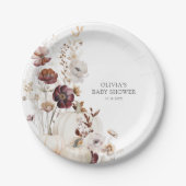 Fall Pumpkin Boho Wildflower Baby Shower Papieren Bordje (Voorkant)