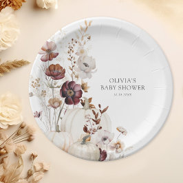 Fall Pumpkin Boho Wildflower Baby Shower Papieren Bordje