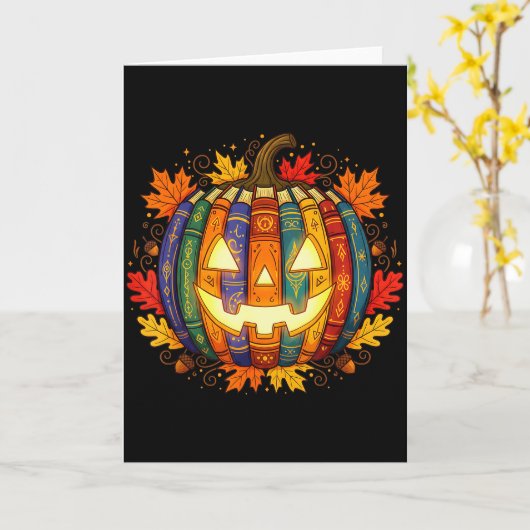 Fall Pumpkin Book Lover, Soky Librarian Teacher Ha Kaart (Gele Bloem)