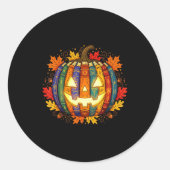 Fall Pumpkin Book Lover, Soky Librarian Teacher Ha Ronde Sticker (Voorkant)