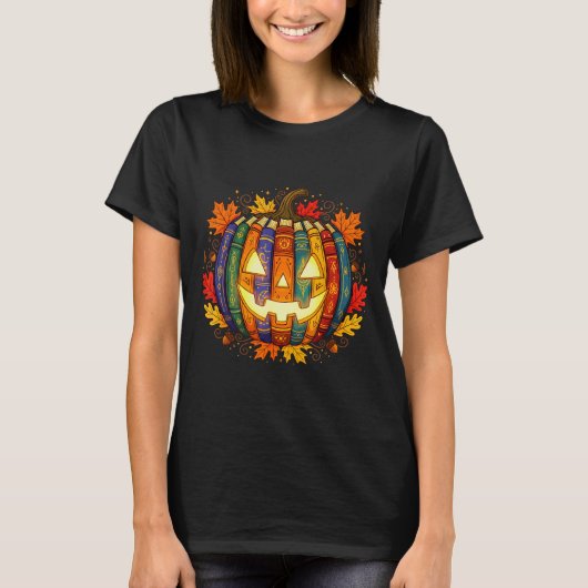 Fall Pumpkin Book Lover, Soky Librarian Teacher Ha T-shirt (Voorkant)