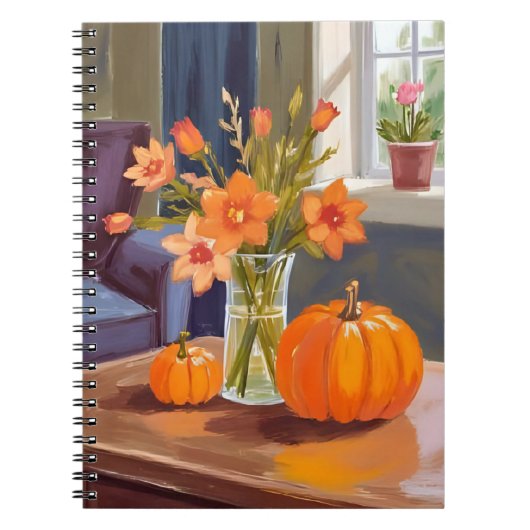 Fall Pumpkin Bouquet | Orange Flowers Autumn Notitieboek (Voorkant)