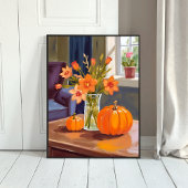 Fall Pumpkin Bouquet | Orange Flowers Autumn Poster