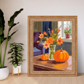 Fall Pumpkin Bouquet | Orange Flowers Autumn Poster