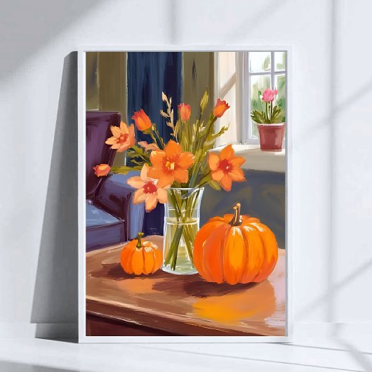 Fall Pumpkin Bouquet | Orange Flowers Autumn Poster