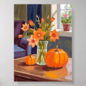 Fall Pumpkin Bouquet | Orange Flowers Autumn Poster (Voorkant)