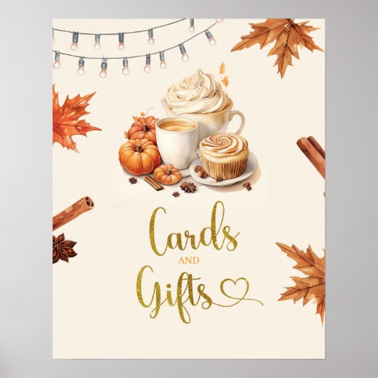 Fall Pumpkin Brouwt Coffee Kaarten en Cadeaus Poster (Voorkant)