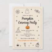 Fall Pumpkin Carving Party Halloween Doodles Kaart (Voorkant)
