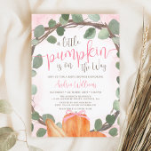 Fall Pumpkin Eucalyptus Wreath Girl Baby Shower Kaart