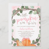 Fall Pumpkin Eucalyptus Wreath Girl Baby Shower Kaart (Voorkant)
