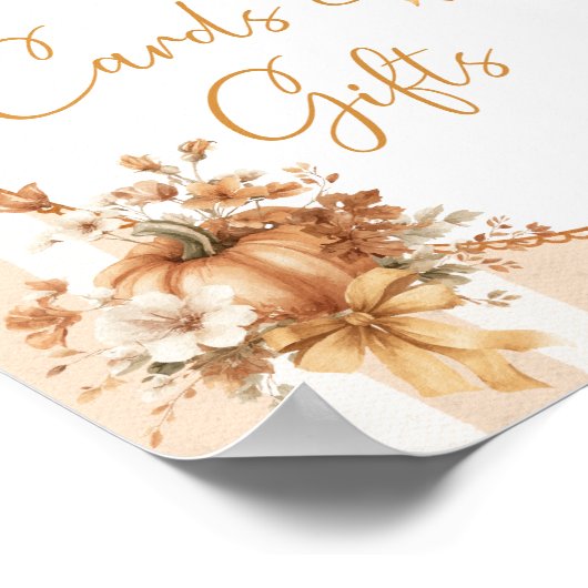 Fall Pumpkin Floral Baby Shower Cards and Gifts Poster (Hoek)