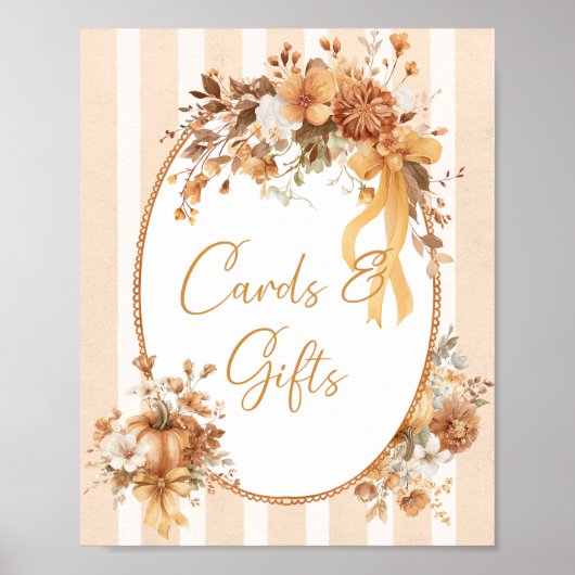 Fall Pumpkin Floral Baby Shower Cards and Gifts Poster (Voorkant)
