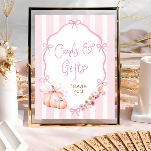 Fall Pumpkin Floral Baby Shower Cards and Gifts Poster