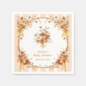 Fall Pumpkin Floral Baby Shower  Napkins Servet (Voorkant)