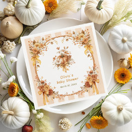 Fall Pumpkin Floral Baby Shower Napkins Servet