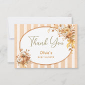 Fall Pumpkin Floral Baby Shower Thank You Card Bedankkaart (Voorkant)