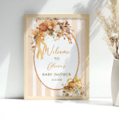 Fall Pumpkin Floral Baby Shower Welcome Poster